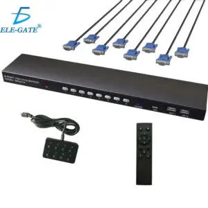 VGA KVM Switch 8 Puertos USB – 8 Computadoras Comparten 1 Monitor, Teclado y Mouse