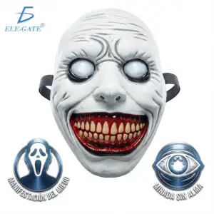 Máscara de Terror Blanca con Sonrisa Siniestra para Halloween y Disfraces