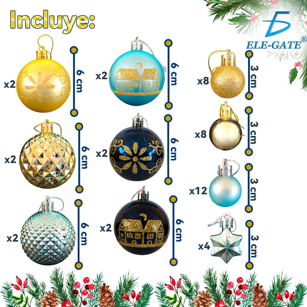 Set de Esferas Navideñas de Plástico Tipo Espejo - Image 9