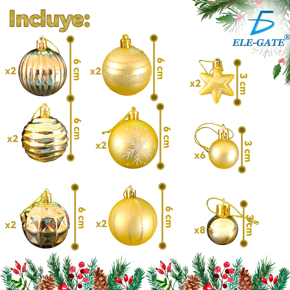 Set de Esferas Navideñas de Plástico Tipo Espejo - Image 11