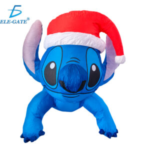 Inflable de Stitch con Gorro Navideño y Luz LED