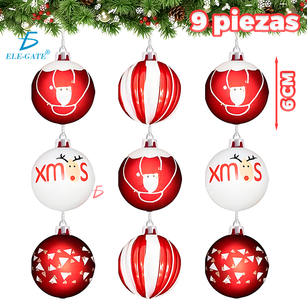 Set de Esferas Navideñas de Plástico con Acabado Tipo Cristal y Brillantina - Image 4