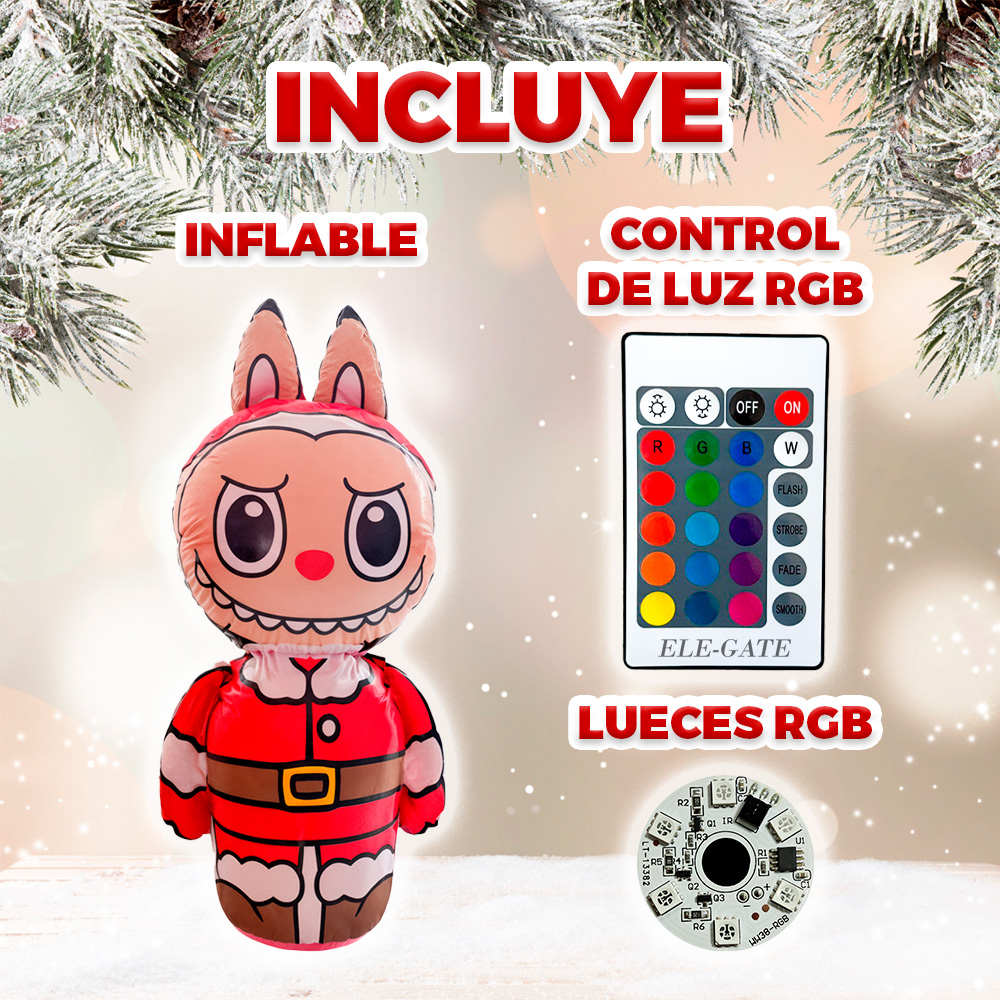 Inflable de Labubu Santa Claus con Luz LED RGB - Image 2