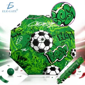 Paraguas Plegable de Fútbol Verde Estilo Graffiti Diseño Inspirado en México