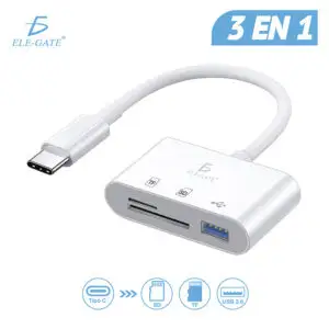 Lector Tipo C 3 en 1 SD/TF/USB 2.0 | Adaptador USB-C OTG para Celular Tablet y Laptop