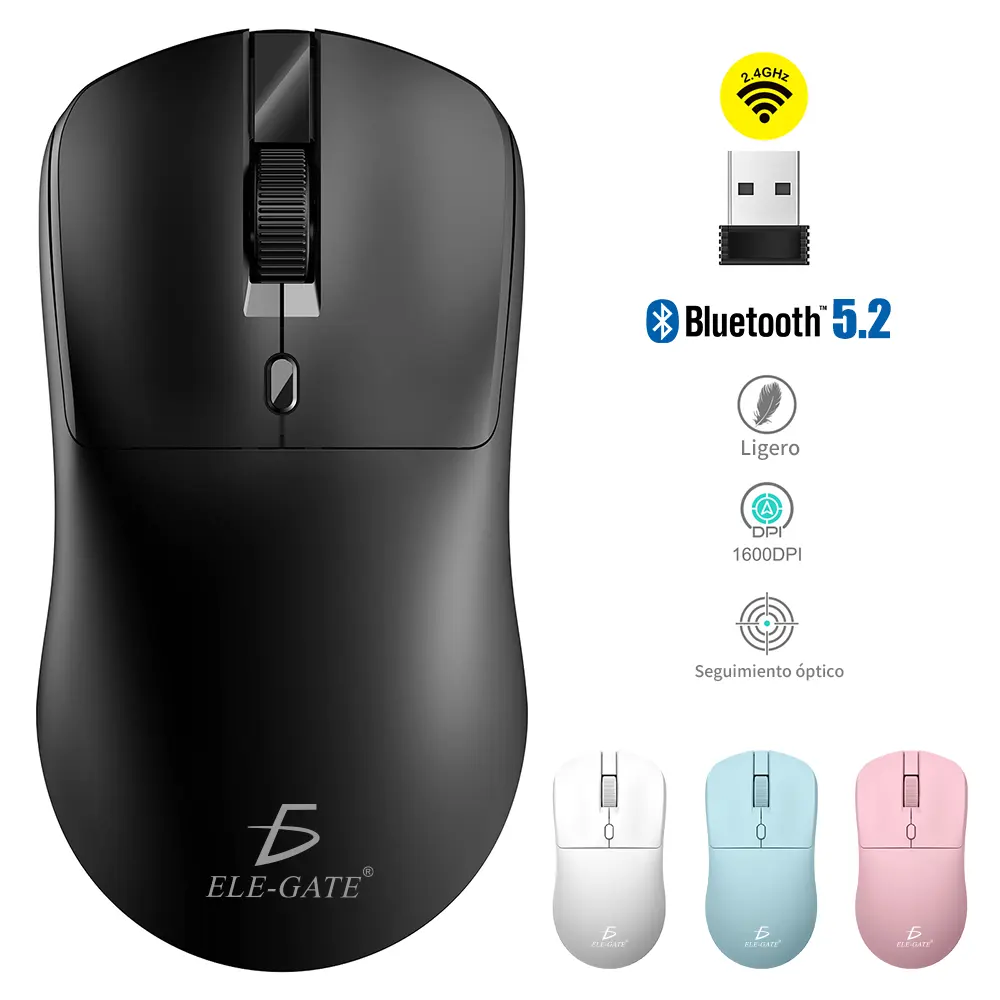 Mouse Óptico Inalámbrico Bluetooth 5.2 + 2.4G Colores