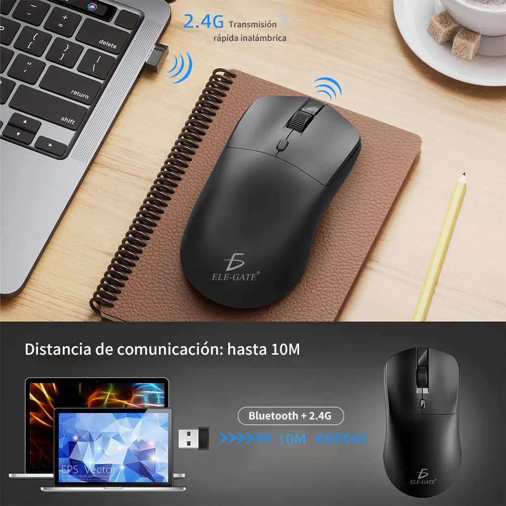 Mouse Óptico Inalámbrico Bluetooth 5.2 + 2.4G Colores - Imagen 2