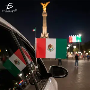 Bandera de México para Auto 🇲🇽 | Bandera de Tela con Mástil de Plástico Resistente y Soporte para Ventana de Automóvil