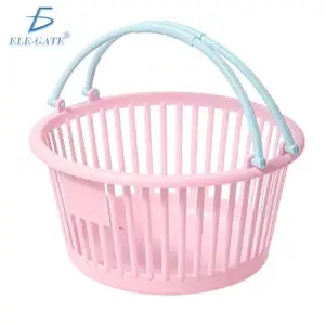 Canasta Plástica para Pinzas Rosa y Ropa Pequeña Cubeta Organizadora de Lavandería con Asas