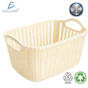 Cesta de Plástico Multisusos PP5 Diseño Tipo Punto de Estambre Resistente y Ligera