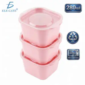 Set de 3 Envases Plásticos 280 ml PP5 Aptos para Organización de Alimentos