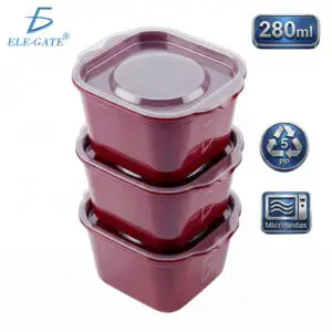 Set de 3 Envases Plásticos 280 ml PP5 Aptos para Microondas y Lavavajillas