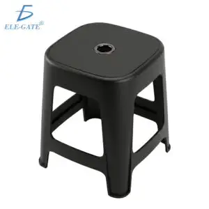 Banco de Plástico Negro Resistente 37 cm, Banco Auxiliar Multiusos con Asiento