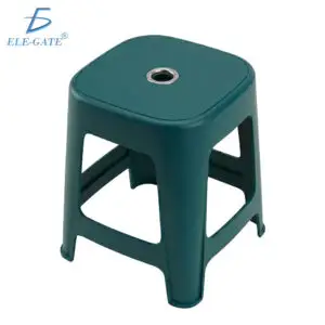 Banco de Plástico Verde Resistente 37 cm, Banco Auxiliar Multiusos con Asiento