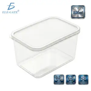 Contenedor Rectangular Transparente de 800 ml con Cierre Seguro, Recipiente Compacto para Lunch, Snacks, Fruta y Alimentos, Ideal para Casa, Oficina y Escuela