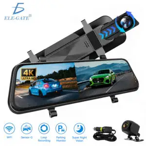 Cámara de Espejo Retrovisor Inteligente 2K con Pantalla IPS 10  Grabación Dual Cámara
