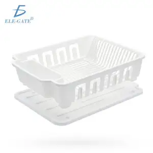 Escurridor de Platos Balnco con Charola Desmontable Blanco, 43.5 x 34 x 11 cm