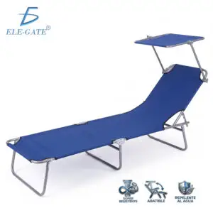 Silla Plegable con Sombrilla de Gravedad Cero Reclinable para Jardín y Playa