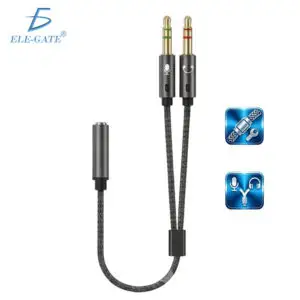 Splitter de Audio 3.5 mm Trenzado para PC | Adaptador Y Auriculares y Micrófono Hi-Fi