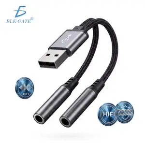 Cable Adaptador de Audio USB-A a Doble 3.5mm para Auriculares y Micrófono