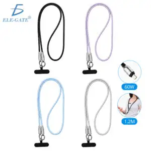 Cable correa 2 en 1 USB-C de 1.2 m con carga rápida 60W anilla desmontable