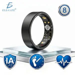 Anillo Inteligente de Salud Titanio Plata Ultra 9.0 | Monitor de Sueño, Actividad, Ritmo Cardíaco y SpO2