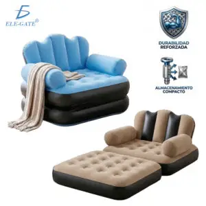Sillón Inflable Ergonómico con Reposapiés Sofá Portátil para Hogar Camping y Piscina